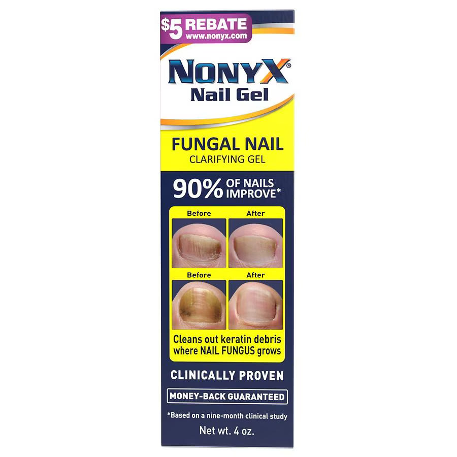 Nonyx Fungal Nail Clarifying Gel in a 4 oz tube, used for fungal nail treatment, from Pasteur Pharmacy.