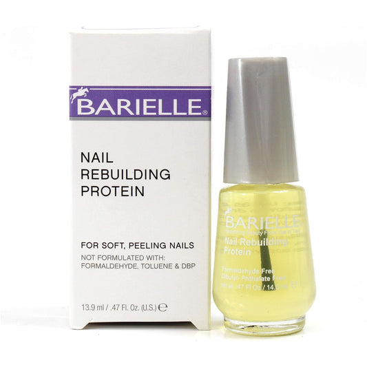 Barielle Nail Rebuilding Protein in a 0.5 oz bottle, a nail care product for strengthening and repairing nails.