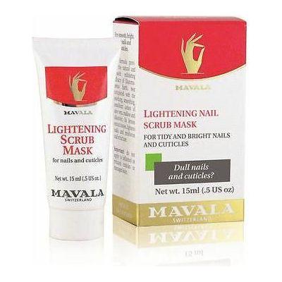 Mavala Lightening Nail Scrub Mask in 0.5 oz jar, a nail care product for brightening and exfoliating nails and cuticles.