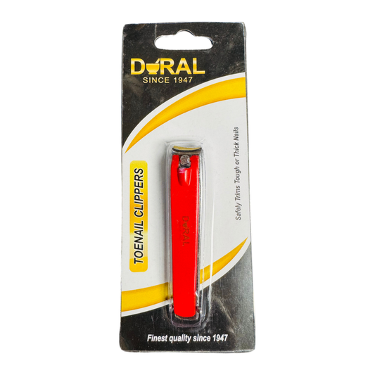 Large red Dural toenail clippers by Pasteur Pharmacy with ergonomic design for easy toenail trimming.