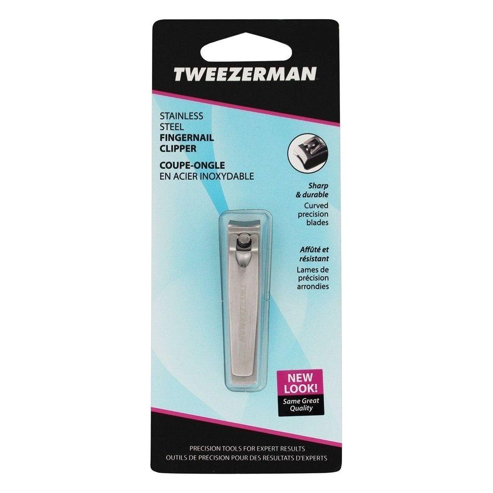 Tweezerman stainless steel fingernail clipper Model No. 3085-R with sharp cutting edges for precise nail trimming.