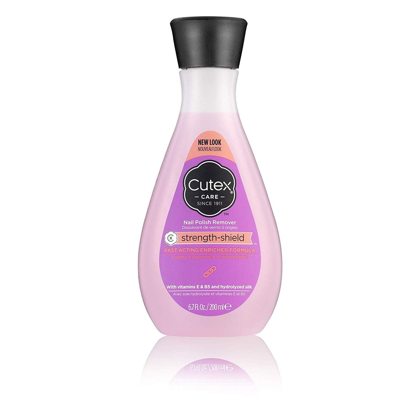 Pasteur Pharmacy Cutex Strength Shield Nail Polish Remover liquid in 6.7 oz bottle, clear and easy to use for nail polish removal.