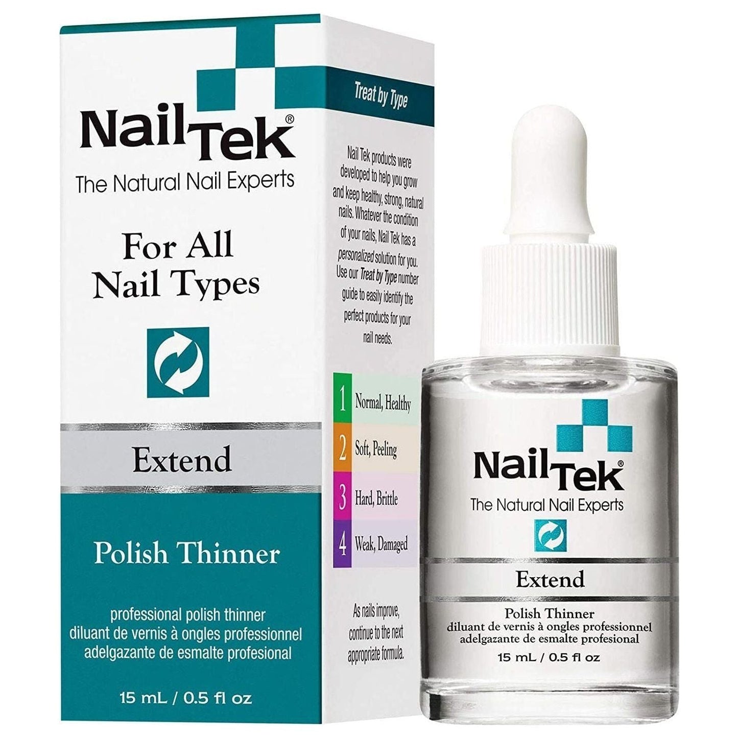 Nail Tek exteNd Nail Polish Thinner 0.5 oz bottle from Pasteur Pharmacy, used for thinning and revitalizing nail polish.