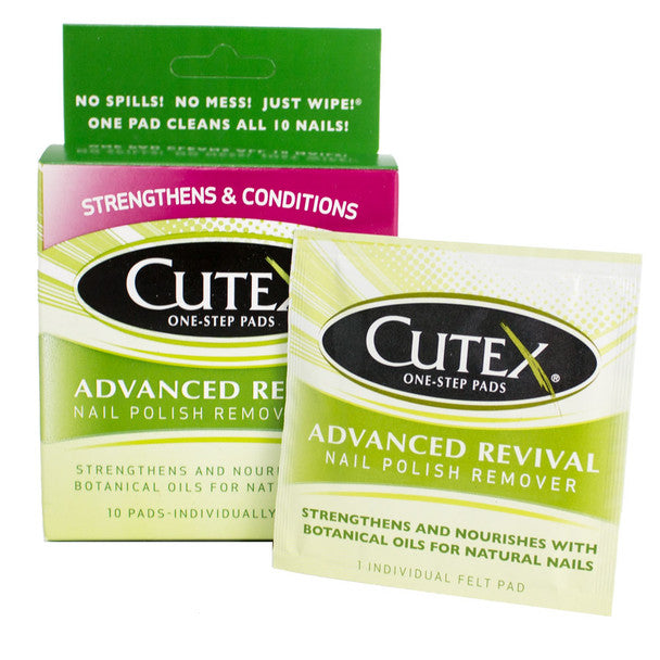 Cutex One-Step Nail Polish Remover Pads from Pasteur Pharmacy, advanced revival formula for quick and easy nail polish removal