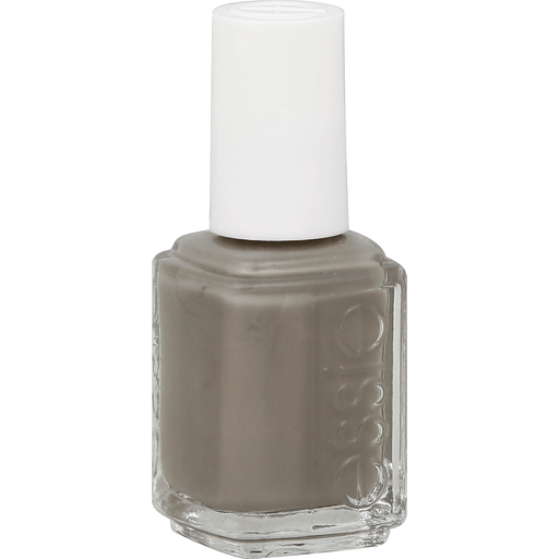 Essie salon-quality vegan gray nail polish in shade Chinchilly, 0.46 fl oz, displayed in a clear bottle with a black cap.