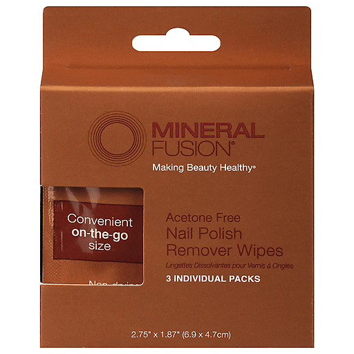 Mineral Fusion Nail Polish Remover Wipes in case of 15 from Pasteur Pharmacy, gentle and convenient nail polish removal.