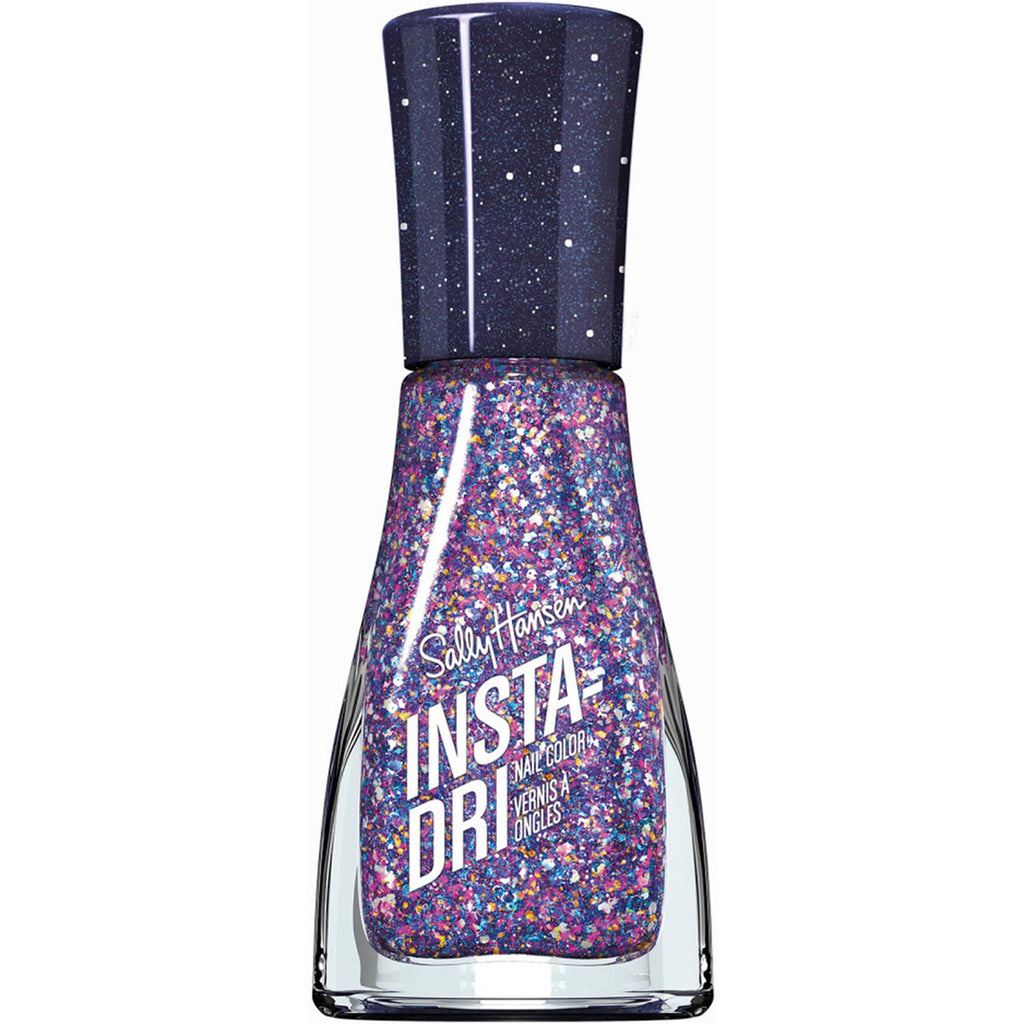 Sally Hansen Insta Dri Grape Shifter nail polish bottle, fast-drying 0.31 oz, with purple shimmery finish.