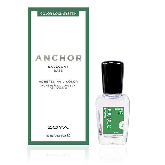 Zoya Anchor Base Coat nail polish from Pasteur Pharmacy, 0.5 oz bottle, with a clear coat and brush visible.