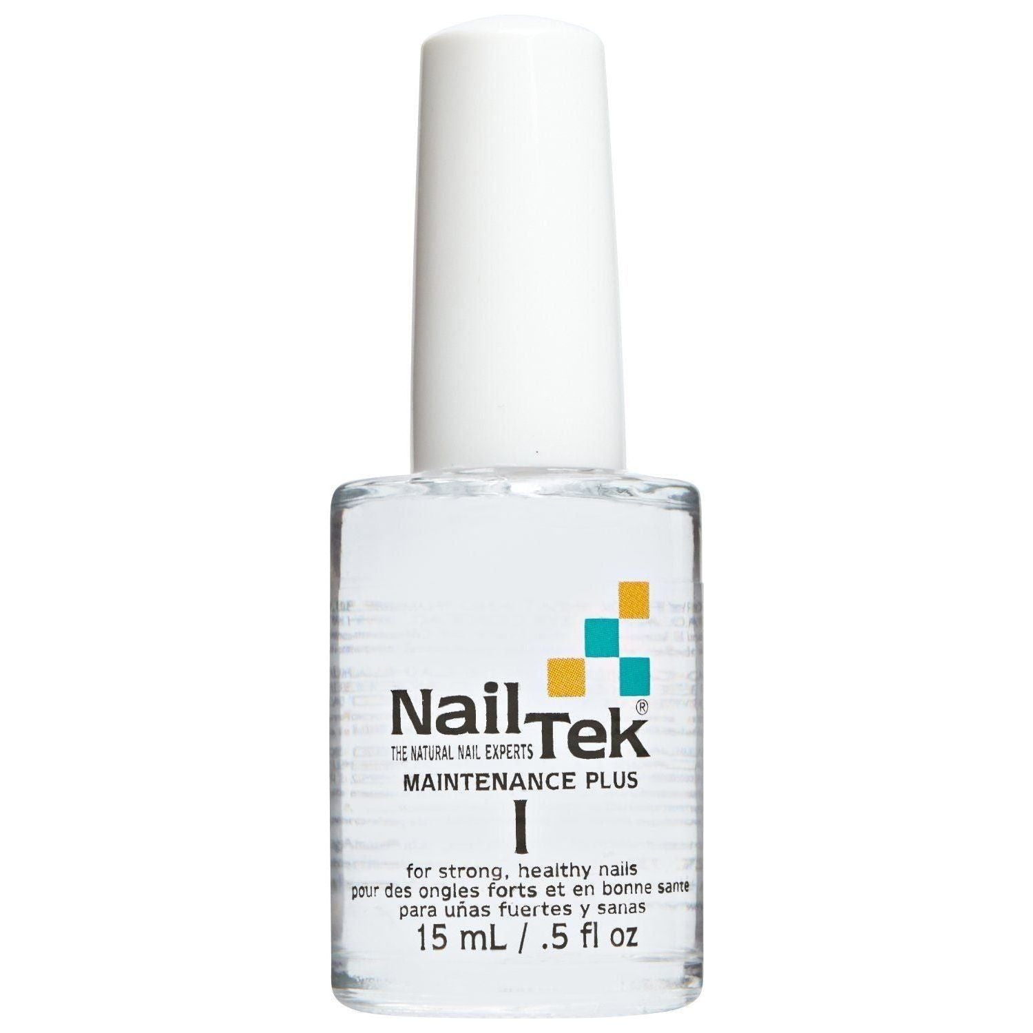Pasteur Pharmacy Nail Tek 1 Strengthener Maintenance Plus 0.5 oz, clear nail strengthening treatment in a small bottle