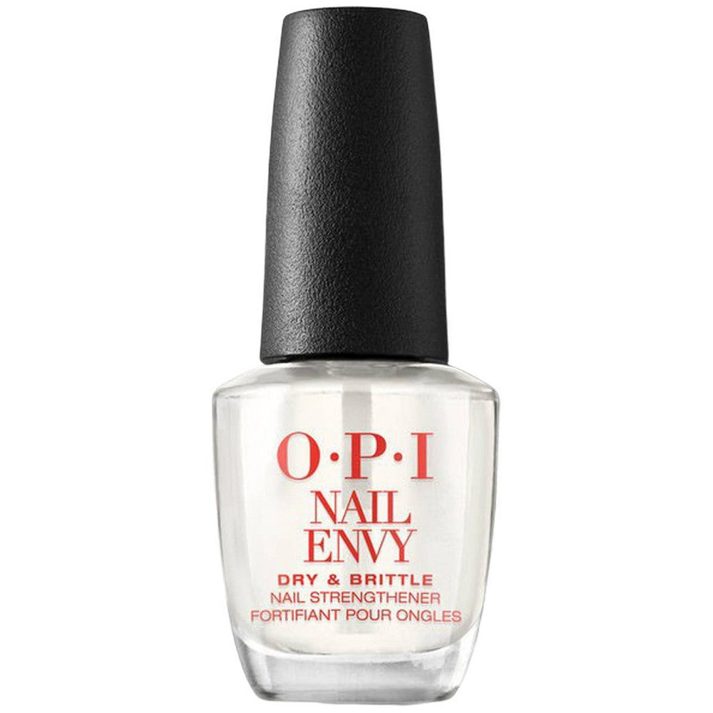 OPI Nail Envy Strengthener for dry and brittle nails, clear nail treatment to improve nail health and strength.