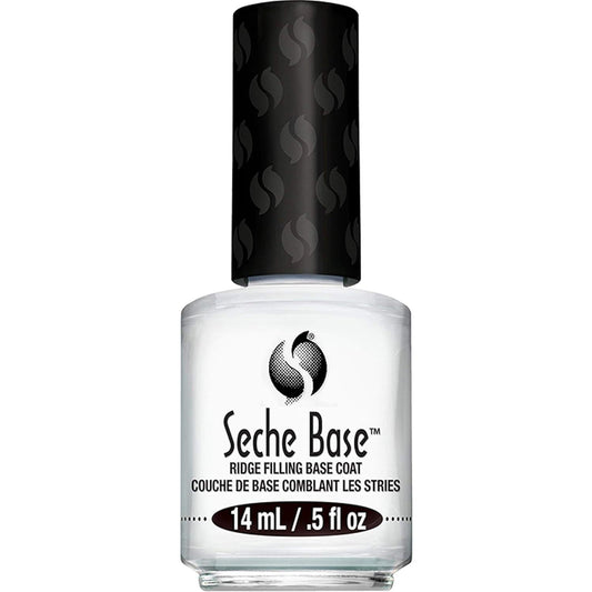 Seche Nail Base Coat by Pasteur Pharmacy, ridge filling nail primer for smooth, even nails in a clear bottle with brush applicator.