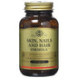 Solgar Skin, Nails & Hair Advanced MSM Formula tablets, showing a close-up of the supplement bottle with tablets inside.