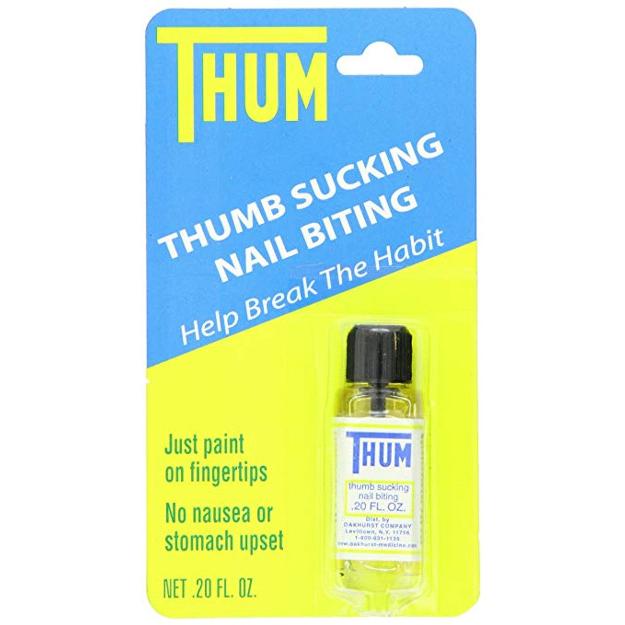 Thum Anti-Thumb Sucking & Nail Biting Liquid by Pasteur Pharmacy, 0.2 oz, in a clear bottle with a dropper for nail care.