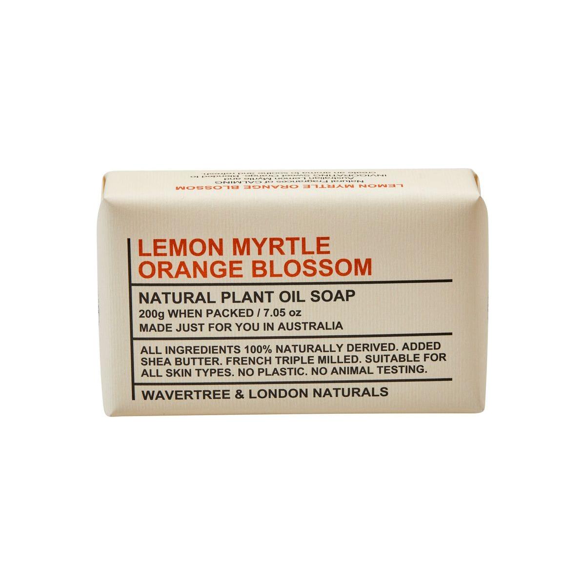 Wavertree & London Lemon Myrtle Orange Blossom Natural Soap by Pasteur Pharmacy, 7 oz, with citrus and floral ingredients.