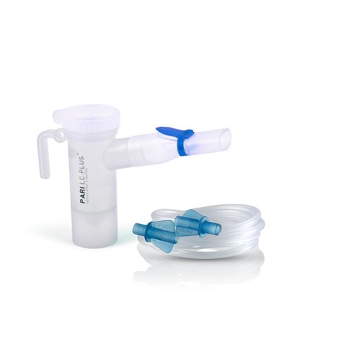 Pasteur Pharmacy PARI LC Plus and Sprint reusable nebulizer set with masks and tubing for respiratory inhalation therapy.