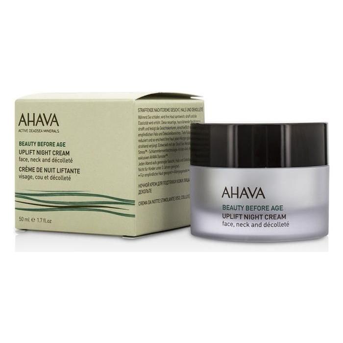 Ahava Beauty Before Age Uplift Night Cream in 1.7 oz jar, moisturizing skincare product for youthful nighttime skincare routine.