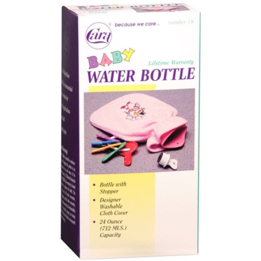Baby Cara 18 oz water bottle by Pasteur Pharmacy, durable and leak-proof, featuring blue and pink colors for nursing and feeding.