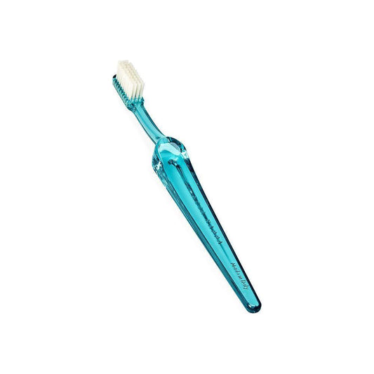 Medium turquoise nylon toothbrush from Acca Kappa Lympio Collection, featuring a sleek handle and soft bristles for gentle cleaning.