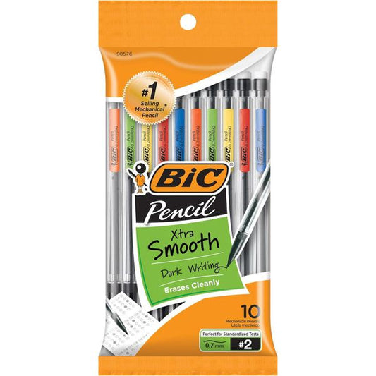 BIC Xtra-Smooth mechanical pencils with erasers, medium point, 10-pack, ideal for office supplies and writing tasks