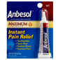 Anbesol Oral Anesthetic Max Strength pain relief gel in a tube, used for instant relief of oral mouth pain and sores.