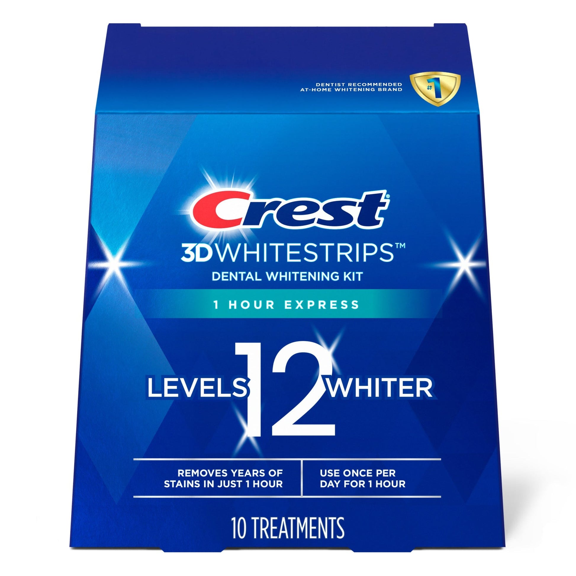 Crest Dental Whitening Kit by Pasteur Pharmacy for fast 1-hour teeth whitening, includes whitening gel and applicator trays.