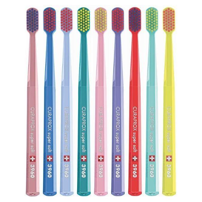 Curaprox 3960 Super Soft Toothbrush for gentle oral care, with soft bristles and ergonomic handle, ideal for sensitive teeth.