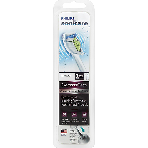Philips Sonicare HX6062/64 DiamondClean replacement brush heads for oral care, standard size, with soft bristles for gentle cleaning