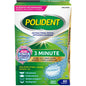 Polident antibacterial dental appliance cleanser tablets in a bottle, designed for quick 3-minute cleaning of dental appliances.