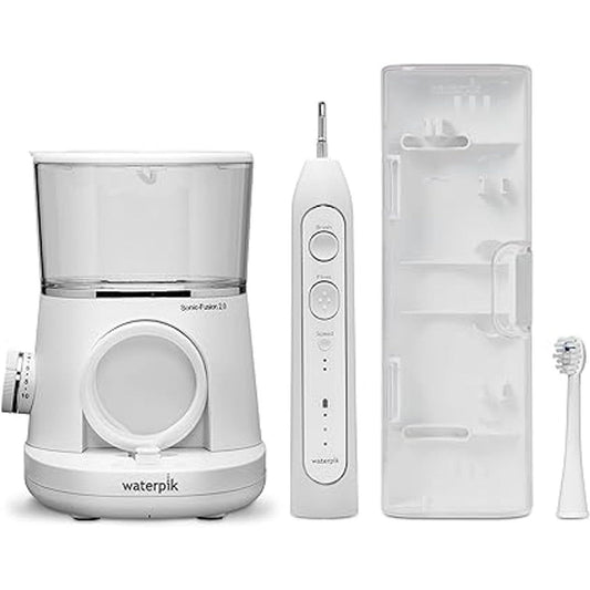 Waterpik Sonic Fusion 2.0 flossing toothbrush showing dual brushing and flossing features in sleek design for effective oral care.