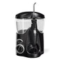 Black Waterpik Ultra countertop water flosser WP-112 for oral care, showing the device with a water reservoir and nozzle attachment.