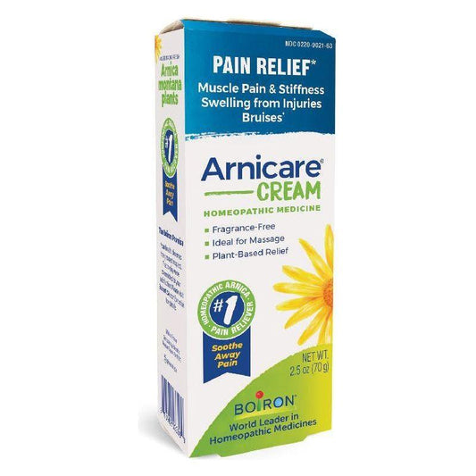 Pasteur Pharmacy Boiron Arnica Cream 2.5 oz pain relief cream with natural herbal ingredients for soothing skin relief.