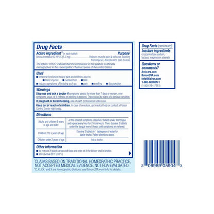 Boiron Arnicare Pain Relief Tablets in a bottle, natural herbal pain relief tablets for muscle and joint pain, 60 count