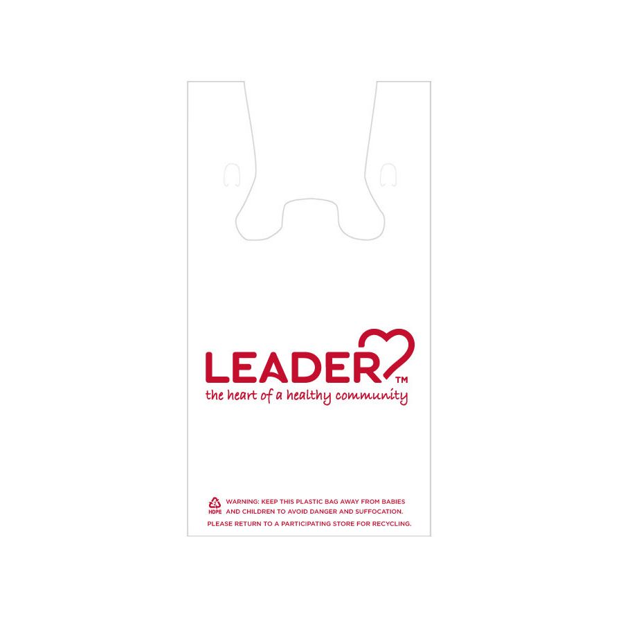 Leader Plastic T-Shirt Carryout Bags in 12x7x23 inches, bulk case of 1,000 plastic shopping bags by Pasteur Pharmacy