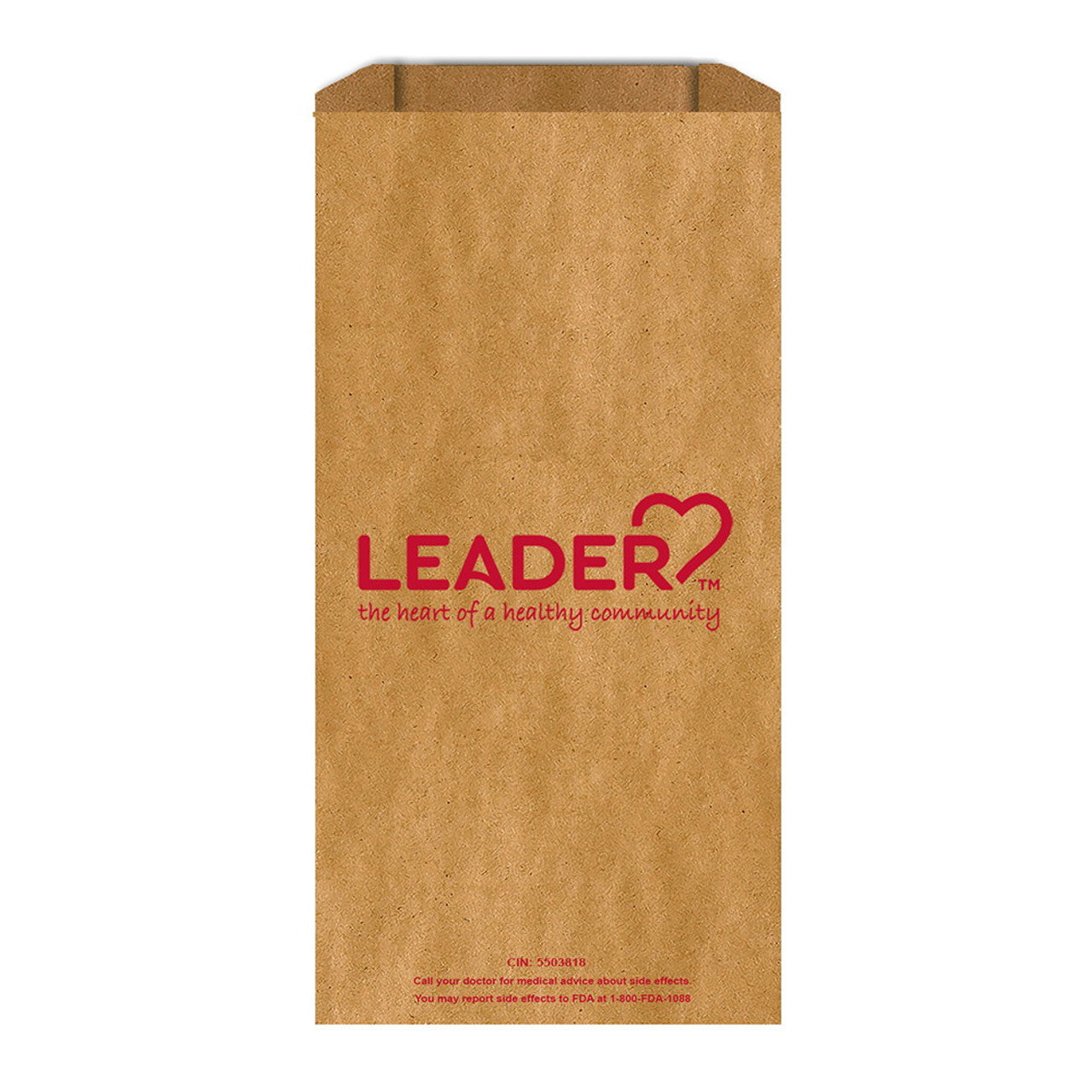 Leader Rx Paper Shopping Bag, 4x1x10 inches, 3000 count, sturdy paper and plastic bag for pharmacy use