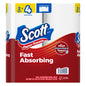 Scott Paper Towels double roll, one-ply, displayed in a package from Pasteur Pharmacy with folded paper towels visible.