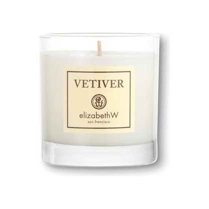 Elizabeth W Vetiver perfume candle by Pasteur Pharmacy, 8oz, featuring a sleek container and a fresh vetiver scent.