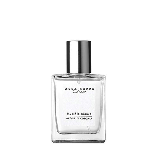 Acca Kappa Muschio Bianco Acqua Di Colonia perfume bottle, 1 fl oz, with elegant packaging and white fragrance label.