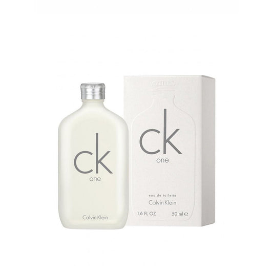 Calvin Klein CK One unisex Eau De Toilette spray in 100ml bottle, shown with sleek packaging and minimalist design.
