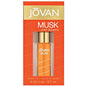 Jovan White Musk perfume spray for women in 0.33 oz bottle, featuring a floral musky scent, displayed in a clear glass bottle.