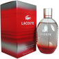 Lacoste Red Men Spray 4.2 oz perfume bottle, featuring a sleek design and vibrant red color, displayed on a plain background.
