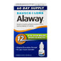 Alaway Eye Drops antihistamine bottle from Pasteur Pharmacy, original prescription strength for allergy relief in a personal care setting.