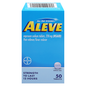 Aleve Pain Reliever and Fever Reducer tablets, 220mg Naproxen Sodium, 50 count, in blister packaging, from Pasteur Pharmacy.