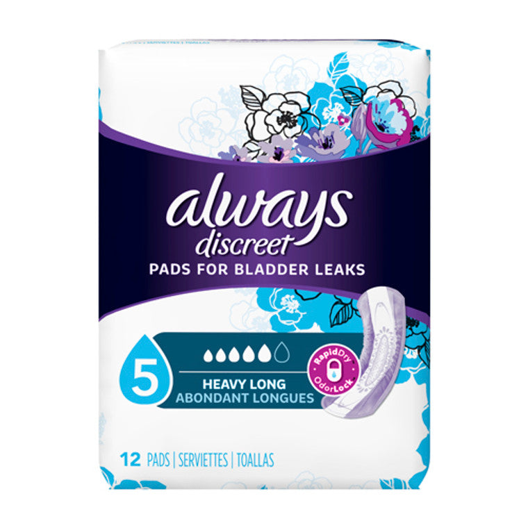 Always Discreet Maximum Absorbency Long Length Incontinence Pads from Pasteur Pharmacy in personal care, showing the product packaging.