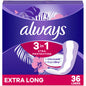 Always Xtra Protection Liners, extra long, 36-count pack from Pasteur Pharmacy, featuring discreet, absorbent personal care liners.