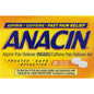 Anacin Pain Reliever Coated Tablets in a white bottle, personal care product by Pasteur Pharmacy on a plain background.