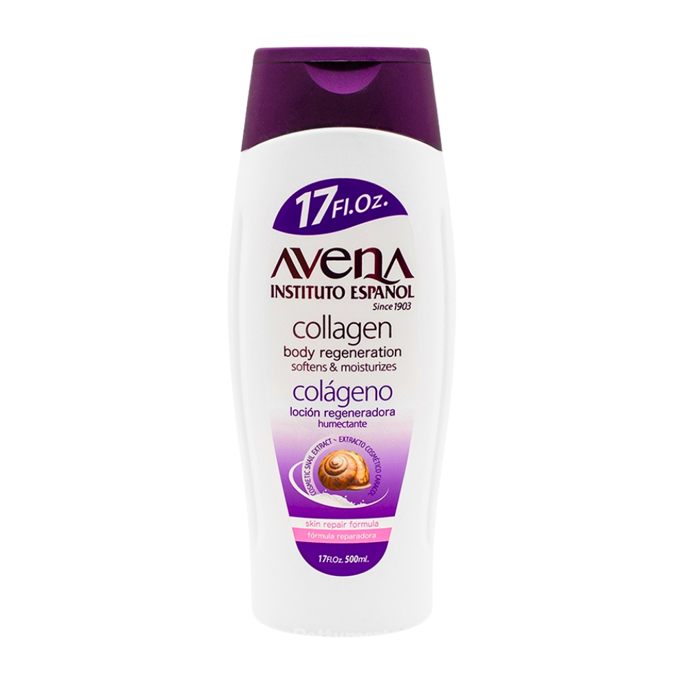 Avena Collagen Hand and Body Lotion by Pasteur Pharmacy in a 17 fl oz bottle, moisturizing and nourishing skin.