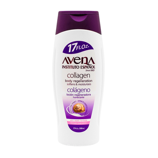 Avena Collagen Hand and Body Lotion by Pasteur Pharmacy in a 17 fl oz bottle, moisturizing and nourishing skin.