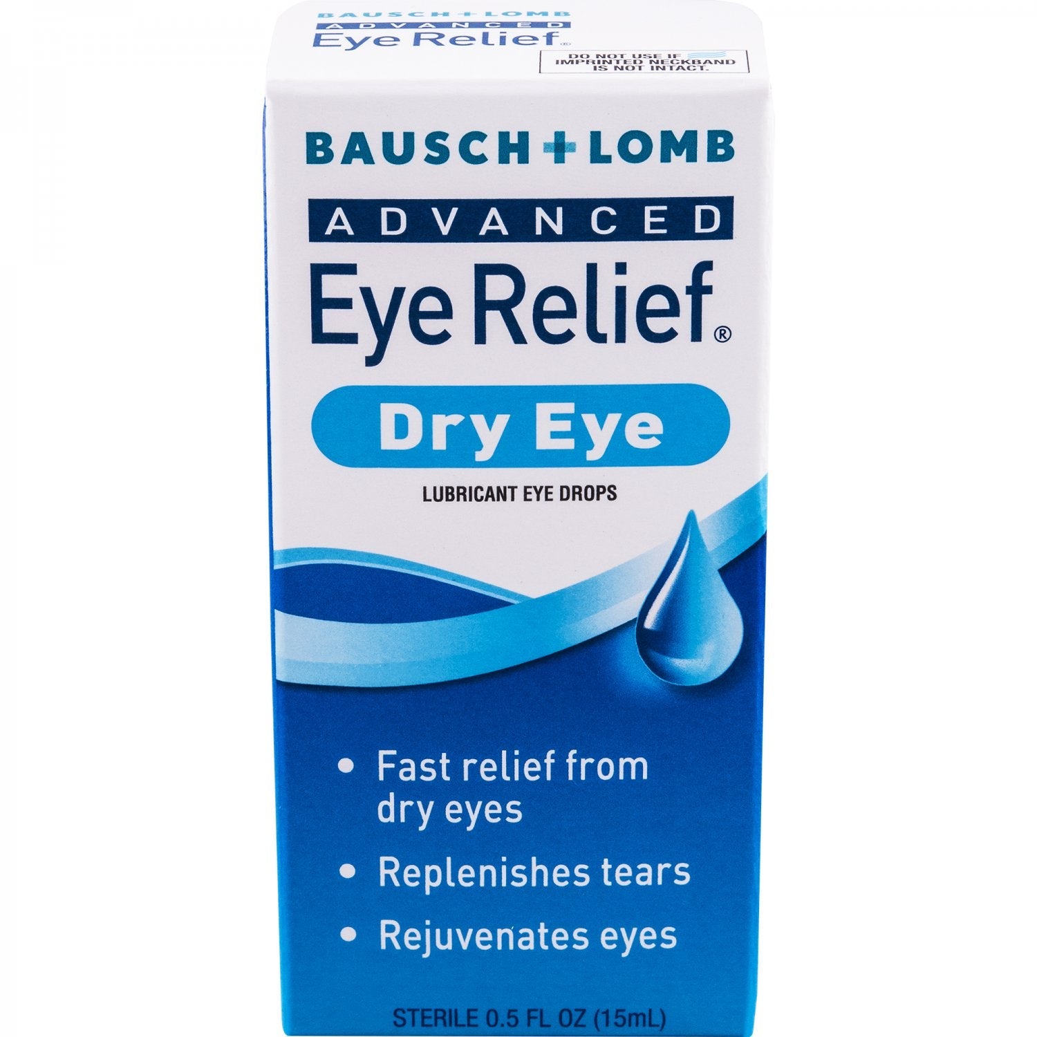 Bausch + Lomb Advanced Dry Eye Relief Lubricant Drops bottle showing the 0.5 Fl Oz size, used for dry eye comfort and rejuvenation.