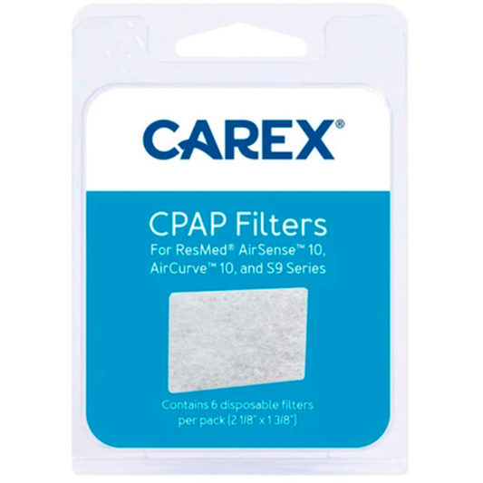 Carex CPAP filters for ResMed AirSense 10, AirCurve 10, S9 Series used in personal care for clean, filtered airflow.