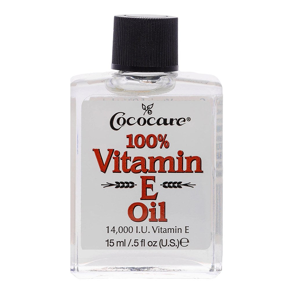 Cococare Vitamin E Oil in 0.5 fl oz bottle, personal care product for skin nourishment and antioxidant benefits.